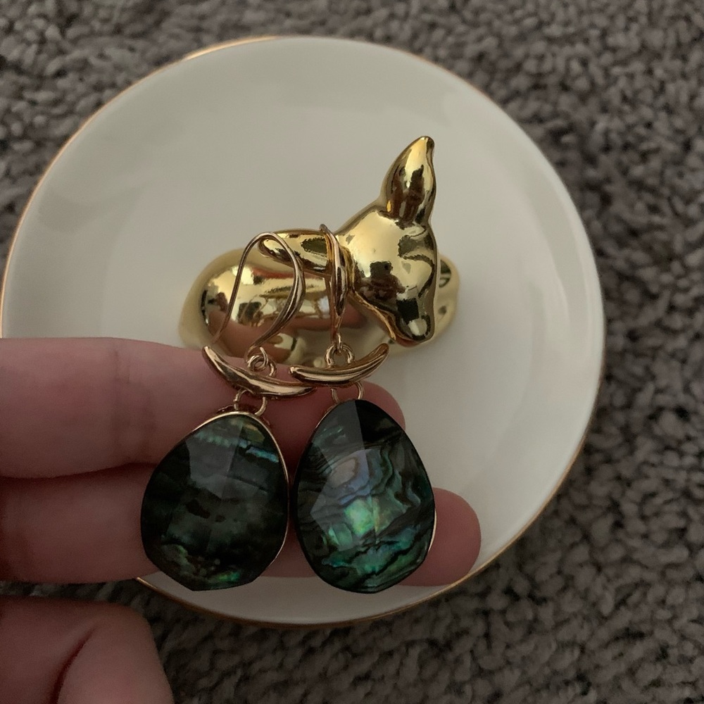 Green stone earrings
